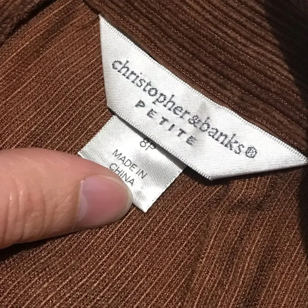 Christopher Banks NWT Brown Corduroy Pleated‎ Pencil Skirt Women’s Size 8 Petite